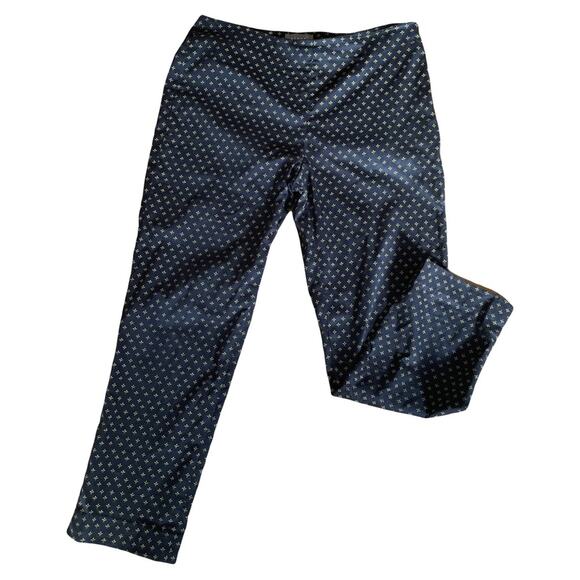 Kenar Pants - Kenar Women's Vintage Cigarette Pants Size 10 Blue and gold Side Zipper